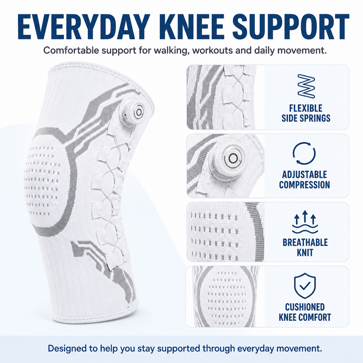 Kneovara Adjustable Spring-Support Knee Brace
